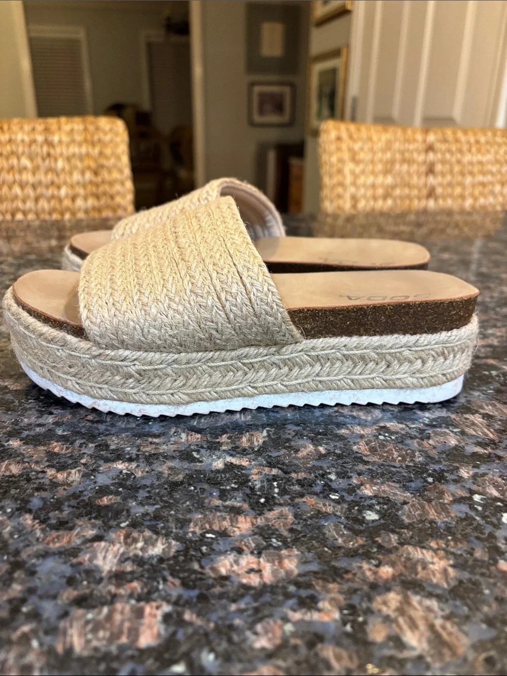 Soda Women’s Open Toe Platform Wedge Heel Raffia Espadrille Sandal